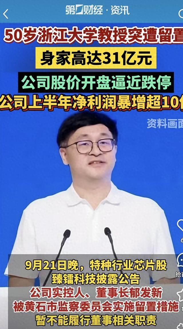 浙大教授身家31亿遭调查，一夜套现4亿，军工芯片项目成谜
