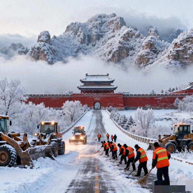 【保定暴雪成仙境！雾凇裹山如画，这抹红暖哭了】
