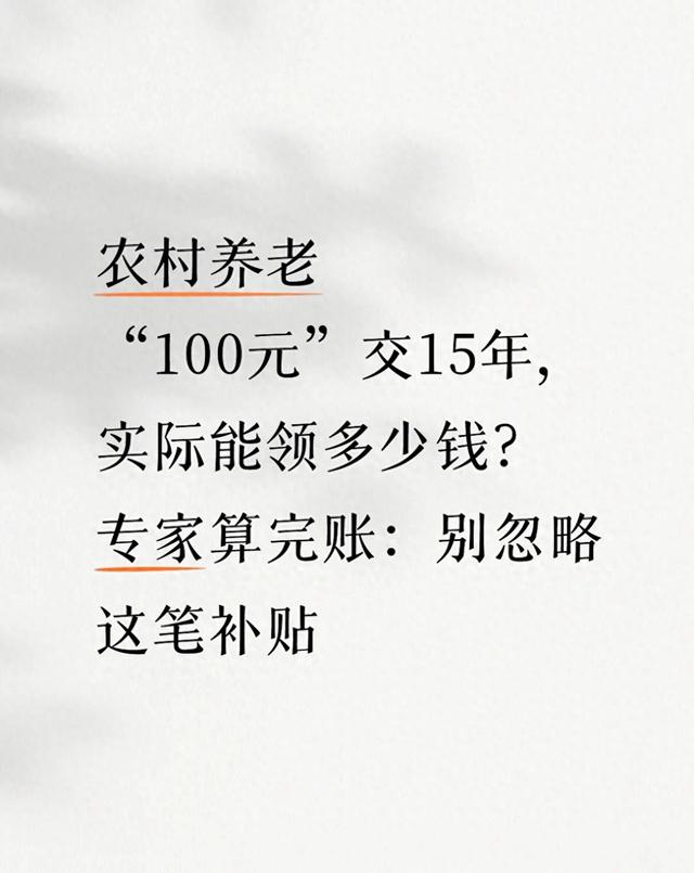 农村养老“100元”交15年 实际领多少钱专家算完账 别忽略这笔补贴