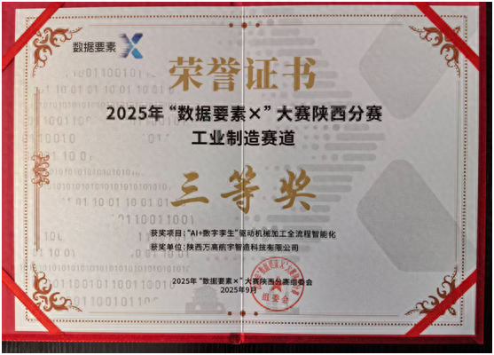 阎良区（航空基地）企业荣获2025年“数据要素×”大赛陕西分赛三等奖