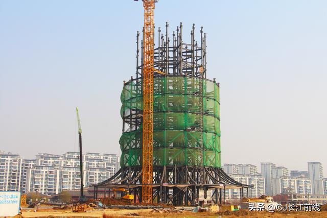 河南淮滨：一座99米地标文化观景塔正在建设中