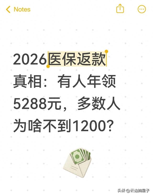 2026医保返款真相：有人年领5288元，多数人为啥不到1200？