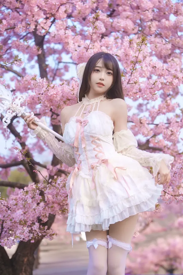 樱花最新版本洛丽塔（白丝洛丽塔少女樱花写真）