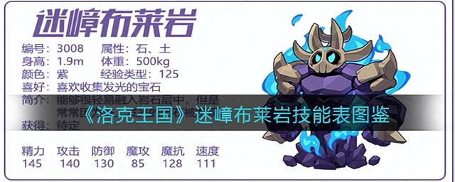 洛克王国萌哥技能表（洛克王国迷嶂布莱岩技能表图鉴）
