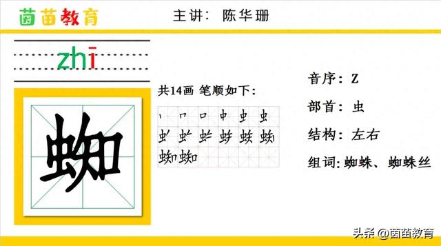 蜘字组词语(蜘蛛的蜘除了组蜘蛛还能组成什么词)