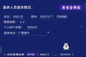 广西南宁40.1年工龄60岁养老金9万个人账户0.60缴费指数图片