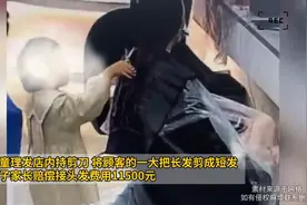 女童理发店内持剪刀将顾客长发剪掉 家长赔偿11500元图片