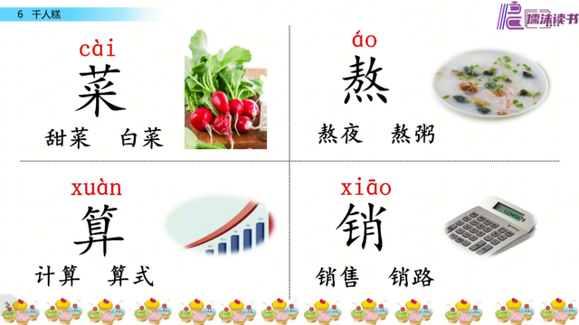 二年级下册语文二单元6《千人糕》二类生字#生字