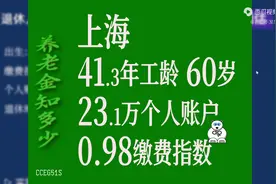 上海养老金计算公式，工龄41.3年，个人账户23.1万图片