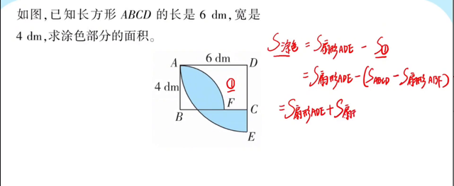 六年级上圆面积:不规则的面积转为几个规则面积和差