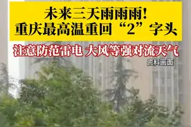重庆未来三天雨雨雨！最高温重回“2”字头，市民注意防范雷电、大风、冰雹等强对流天气。#第1眼TV口说有屏 #媒体精选计划