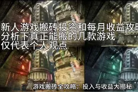 游戏搬砖投入和收益分析，分析几款真能搬的游戏，仅代表个人观点视频封面
