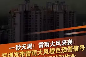 深圳市气象台发布雷雨大风橙色预警信号，预计未来2小时内部分区域有强雷雨天气，并伴有10级左右短时大风。请立即停止户外活动和作业。视频封面