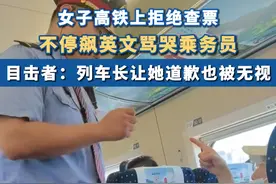 #女子高铁上拒查票飙英文骂哭乘务员  ，目击者：列车长让她道歉也被无视，后续乘警来了之后，女子也是一直用英文沟通，最终不了了之。#高铁 #乘务员视频封面