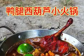 10块买了一个鸭腿，配上一个西葫芦一起煮小火锅，香辣美味真香