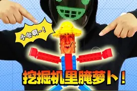 小心！挖掘机里腌萝卜来啦！ #挖掘机里腌萝卜 #积木搭建 #玩具 #跟馆长一起玩