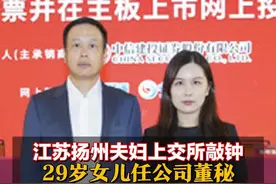 江苏扬州夫妇上交所敲钟 其家族控制公司93.9%股权 29岁女儿任公司董秘 上市前董事长夫妇套现5.4亿元#扬州天富龙 