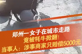 河南郑州一女子走在路上被牦牛掀翻 12月22日（发布时间），河南郑州，网友发布视频称，自己走上路上，突然被牦牛掀翻。当事人：涉事商家只赔偿5000元，其他不管。本穆青海牛肉拉面工作人员：我去了解一下再跟你说。#郑州  #本穆青海牛肉拉面  #牦牛  #动物伤人 #郑州dou知道 @抖音短视频 @DOU+小助手