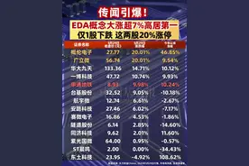 传闻引爆！EDA概念大涨超7%高居第一，仅1股下跌 这两股20%涨停（记者：南深，牛思若）#EDA概念