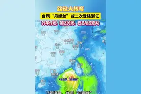 台风“丹娜丝”路径大转弯，或于明天（8日）二次登陆浙江！浙江多趟列车停运、景区关闭，应急响应已启动，做好准备 #台风丹娜丝  #安全  #天气