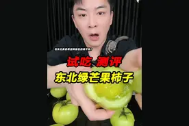 在东北真有这种绿色的青芒果柿子吗？它到底好不好吃？ #芒果柿子 #测评 #试吃 #星仔实测视频封面