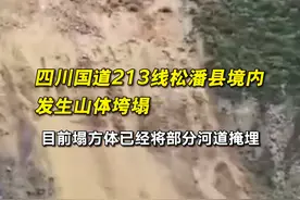 道路中断！四川国道213线松潘县境内发生山体垮塌#四川 #山体垮塌视频封面