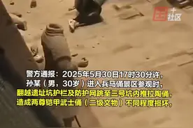 5月31日，西安临潼警方通报“一男子参观兵马俑时跳至坑内”：造成两尊铠甲武士俑损坏，其患有精神疾病。视频封面