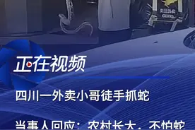 四川一外卖小哥徒手抓蛇 当事人回应：农村长大，不怕蛇 5月20日，四川泸州。一外卖小哥送餐路上徒手抓蛇，引发关注。5月22日，当事人赵小波告诉《正在新闻》，自己是农村人，从小就接触蛇，不怕蛇。抓完蛇之后便放生了。视频封面