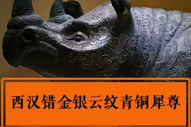 西汉错金银云纹青铜犀尊，颜值360度无死角，黄金比例#青铜器 #文物 #错金银#考古发掘视频封面