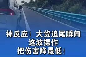 一个小动作 关键时候能保命，高速堵车时遇大货车未减速冲撞追尾男子“神反应”把危险降到最低“不打这一把，可能就变成肉夹馍了”（感谢@西哥 分享）#车祸 #神操作 #老司机