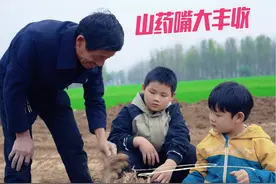 小牧和哥哥帮爷爷分拣山药嘴，兄弟俩一起干活太逗了！视频封面