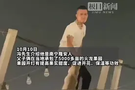 小伙自制超长自拍杆拍摄身后火龙果基地，灯光璀璨如星辰大海视频封面