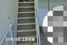 孩子在猫咖店被爬上楼的猫吓哭，孩子父亲一脚将猫踹下楼。#江苏dou知道视频封面
