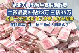 湖北天门出台生育鼓励政策，二孩最高补贴28万三孩35万，包括一次性奖励、育儿补贴、购房补贴等，医院证实：生二胎三胎的人明显多了