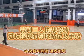 篮球裁判三人执裁轮转-进攻犯规的罚球站位及手势！ #篮球裁判视频封面
