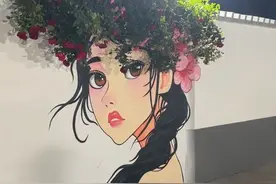 近日，济南章丘“#蔷薇女孩 ”因造成交通拥堵，给附近居民带来不便被涂白后，原创作者在安全区域画出2.0版“蔷薇女孩”。#媒体谈网红墙绘蔷薇女孩被涂白视频封面