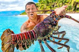 国外土豪杰克赶海，太平洋深处海岛抓锦绣龙虾，十斤大龙虾被拿捏