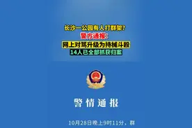 长沙一公园有人打群架 ？ 警方通报：网上对骂升级为持械斗殴 14人已全部抓获归案视频封面