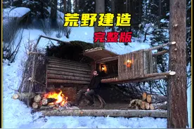 男人独自在雪山中搭建出木屋庇护所过夜，实现了三天的露营旅行视频封面