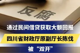 通过民间借贷获取大额回报
长期与管理和服务对象
打麻将获利
四川省财政厅原副厅长陈伐
被“双开”
#反腐 #四川省财政厅原副厅长陈伐被双开视频封面