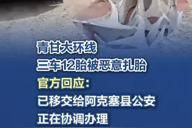 青甘大环线三车12胎被恶意扎胎，官方回应：正在协调办理 #官方回应3车12胎遭扎钉子报废  近日，一博主在社交平台上发布视频称，在青甘大环线一条正规非铺装道路上，其3台车12条轮胎被扎胎钉扎报废，“一条轮胎上面最多的被扎了三四十个钉子”。7月11日，大柴旦公安局告诉记者，已将此事移交给阿克塞县公安。阿克塞县人民政府就此事回应称，目前正在协调办理。（九派新闻）