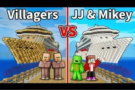 MC我的世界： 杰杰和麦琪轮船对抗村民轮船冒险之旅#我的世界