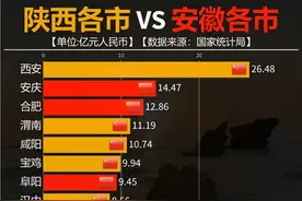 西部霸主陕西与中部黑马安徽实力差距大吗？合肥何时能超过西安！ #数据可视化 #经济 #陕西 #安徽 #深圳视频封面