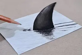 教你在纸上画一只立体鲨鱼 #画画 #创意绘画 #3d立体画 #画画