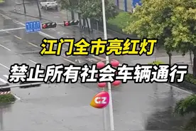 广东江门全市交通信号灯，亮红灯！
