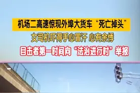 机场二高速惊现外埠大货车“死亡掉头” 女司机吓得手心冒汗 心有余悸 目击者第一时间向 “法治进行时”举报（记者：洋）#机场 #高速视频封面