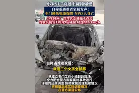 小米SU7高速上碰撞爆燃，自称系遇难者家属发声：车门锁死电池爆燃，车内3人身亡。小米回应：智驾状态遇施工改道，驾驶员接管1到3秒后碰撞，时速约97km/h。#小米su7 #高速#智驾#小米#车祸视频封面