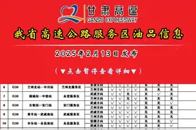 甘肃省高速公路服务区油品信息（2025年2月13日发布）#服务区 #服务区油品信息 #出行视频封面