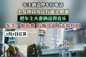 车主停车在路边打电话 小女孩以为车主停车让行磕头感谢 把车主夫妻俩逗得直乐，车主：太治愈了 后悔没追上去给红包#别划走 #搞笑 #萌娃视频封面