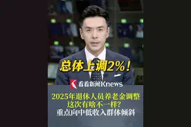 总体上调2%！#2025年退休人员养老金调整 重点向中低收入群体倾斜视频封面